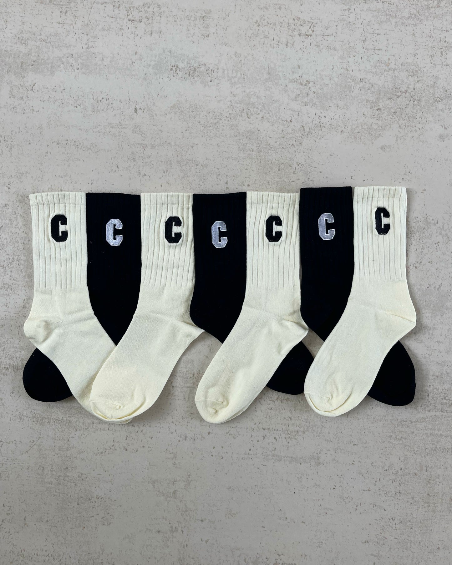 WOMENS BLACK C RIBBED SOCKS - Ciancio Collective