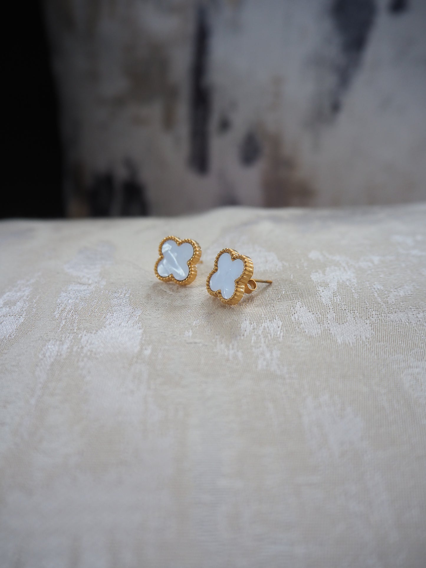 Mother of Pearl Clover Studs