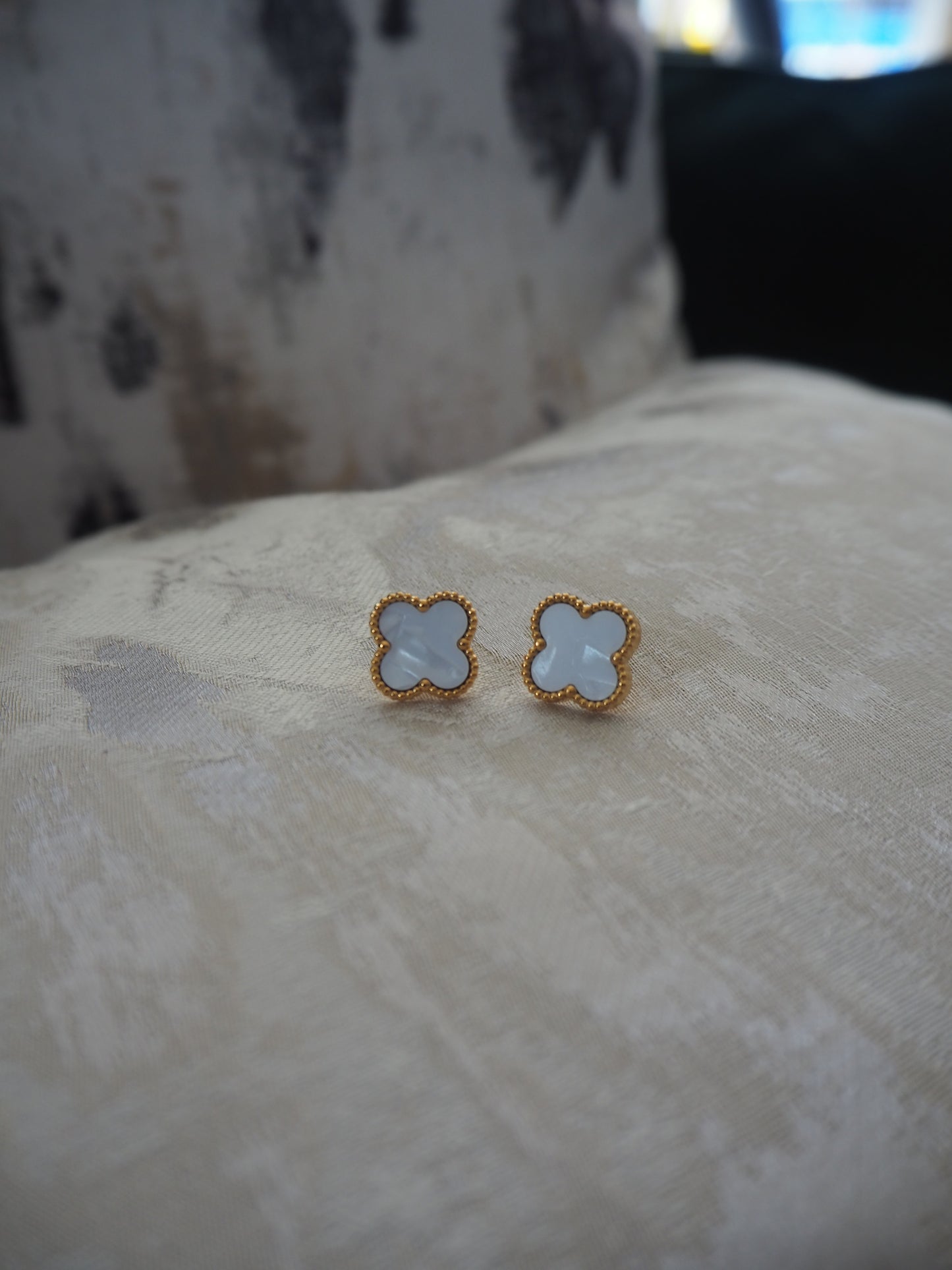 Mother of Pearl Clover Studs