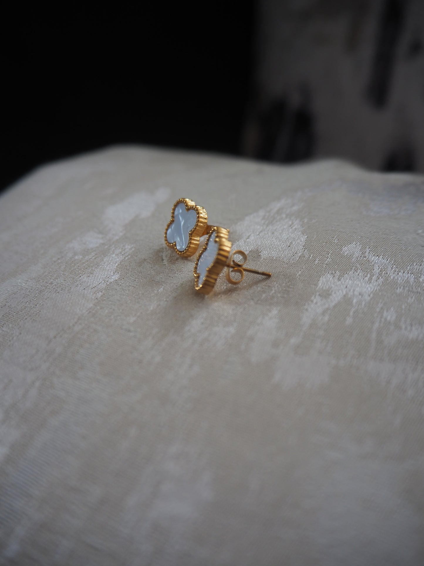 Mother of Pearl Clover Studs