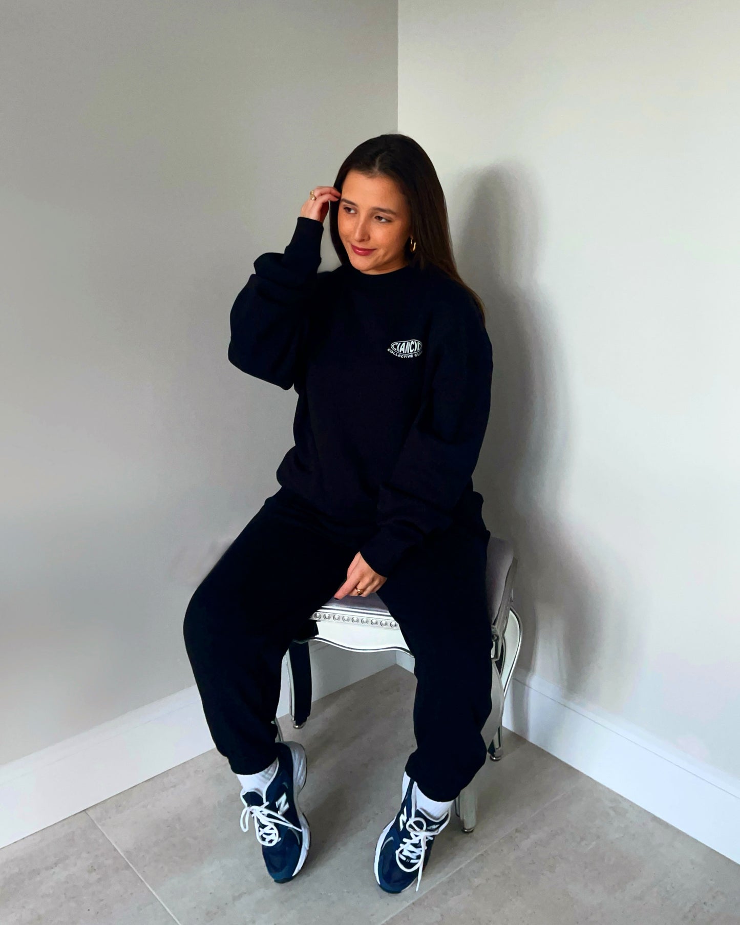 Bubble Crew Neck Sweat | Black