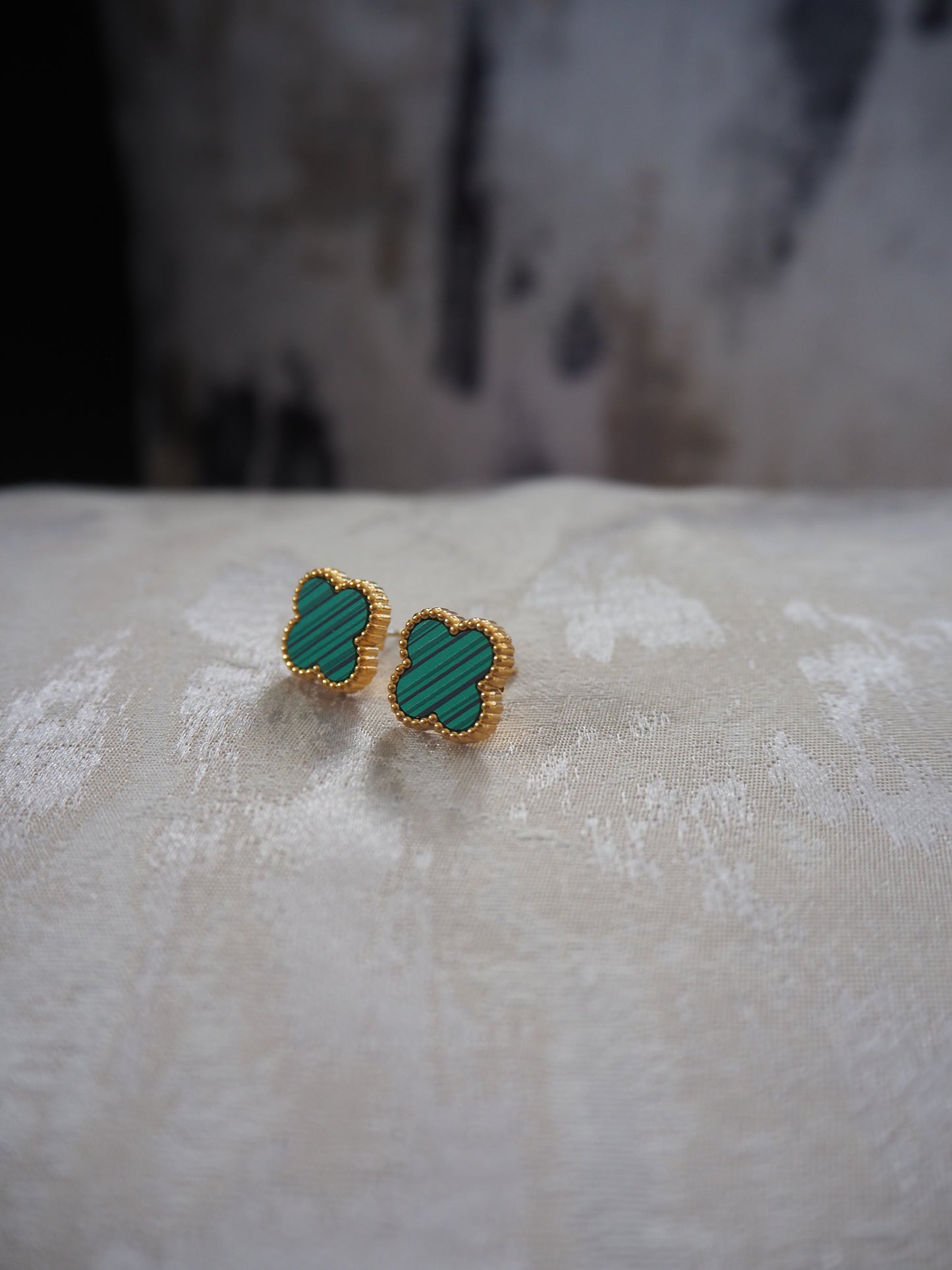 Malachite Clover Studs