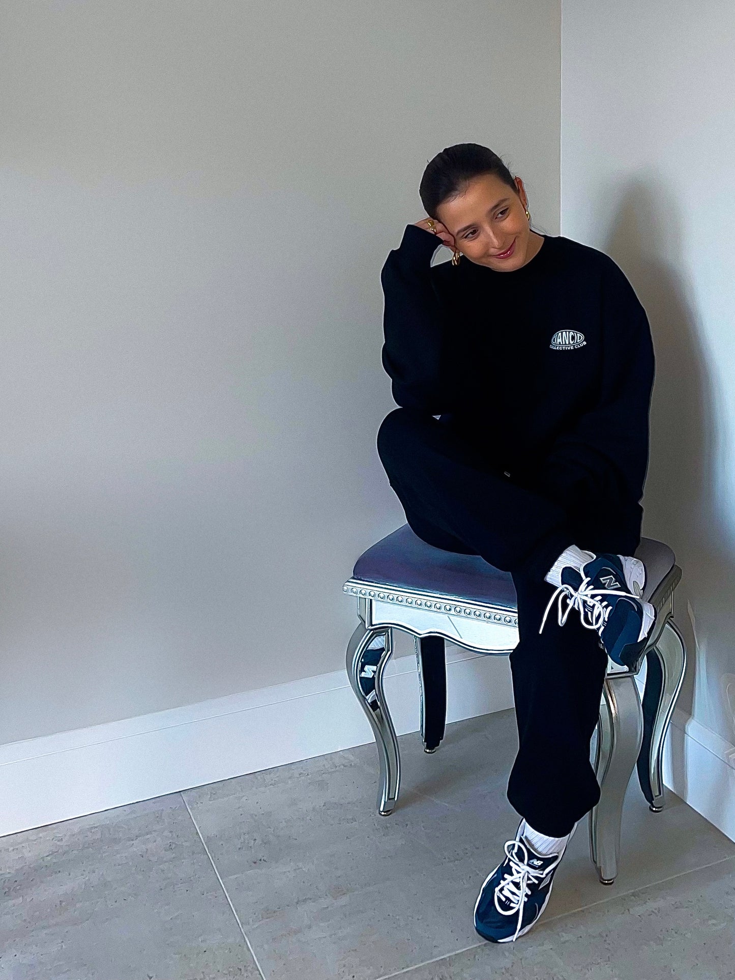 Bubble Crew Neck Sweat | Black