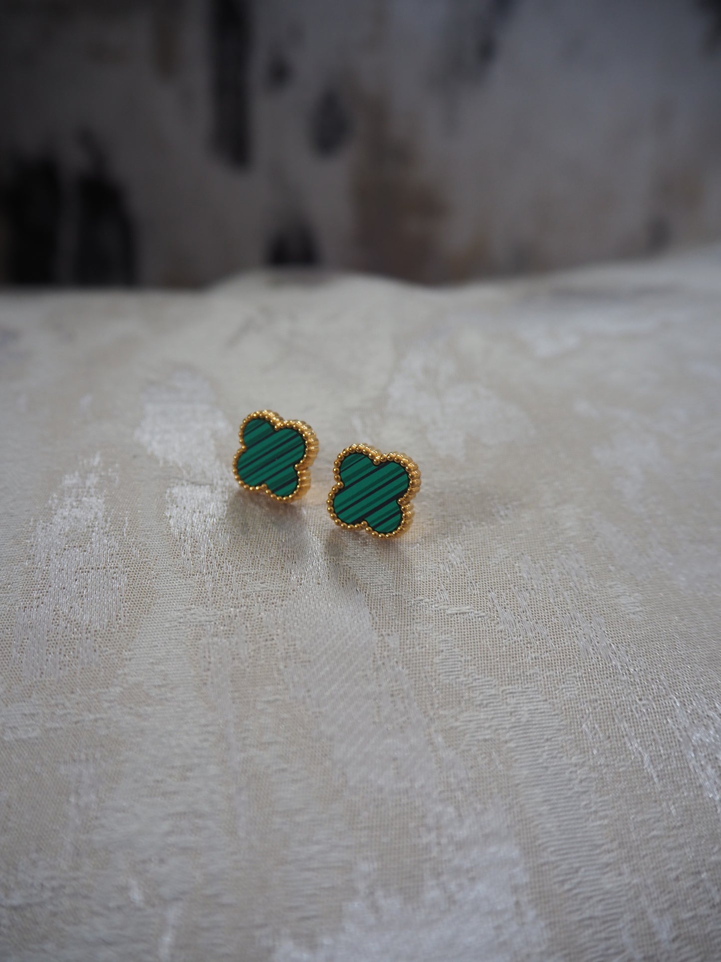 Malachite Clover Studs