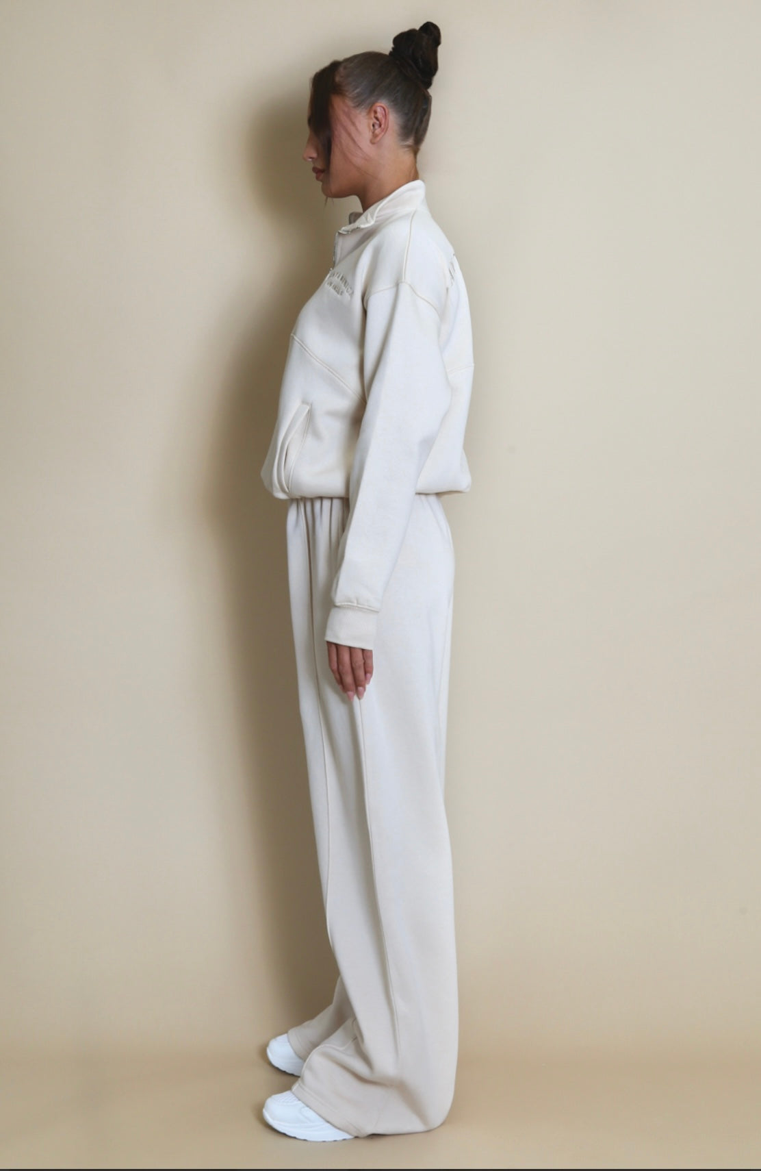 Santa Monica 1/4 Zip Natural Sweatshirt