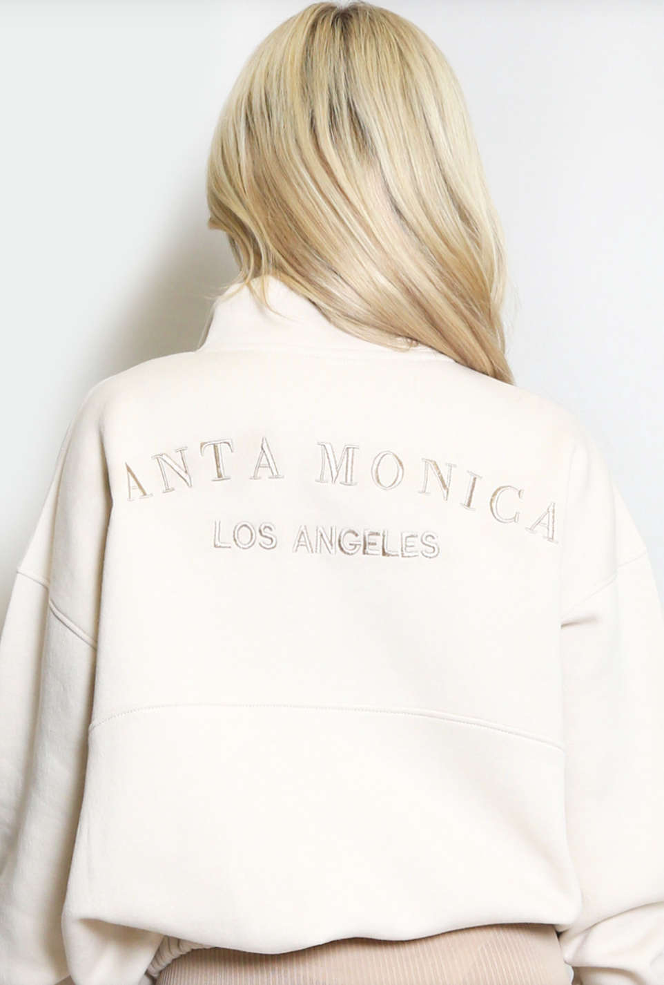 Santa Monica 1/4 Zip Natural Sweatshirt