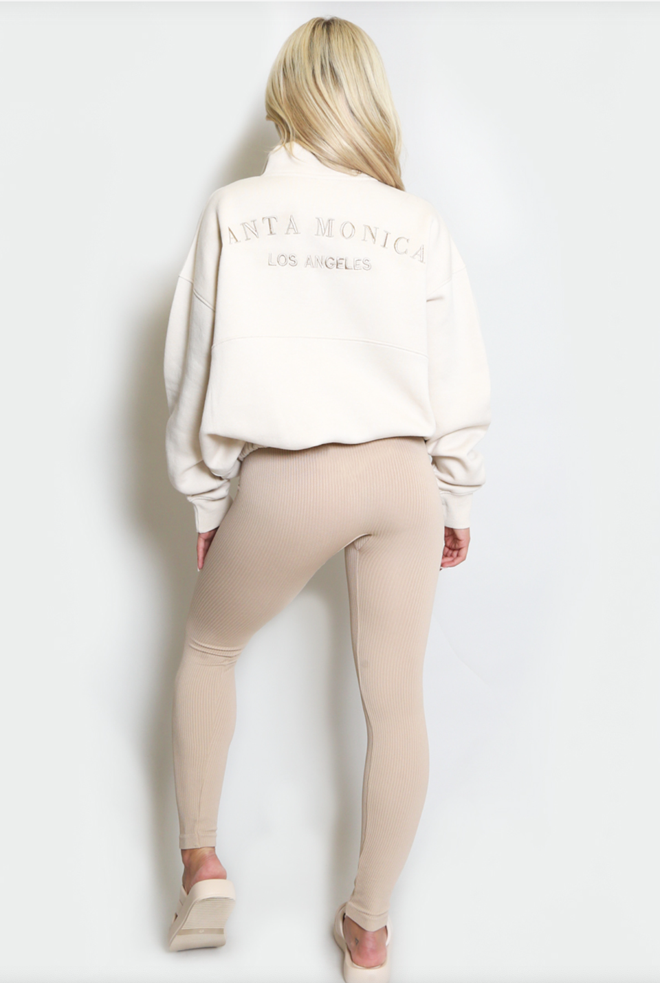 Santa Monica 1/4 Zip Natural Sweatshirt