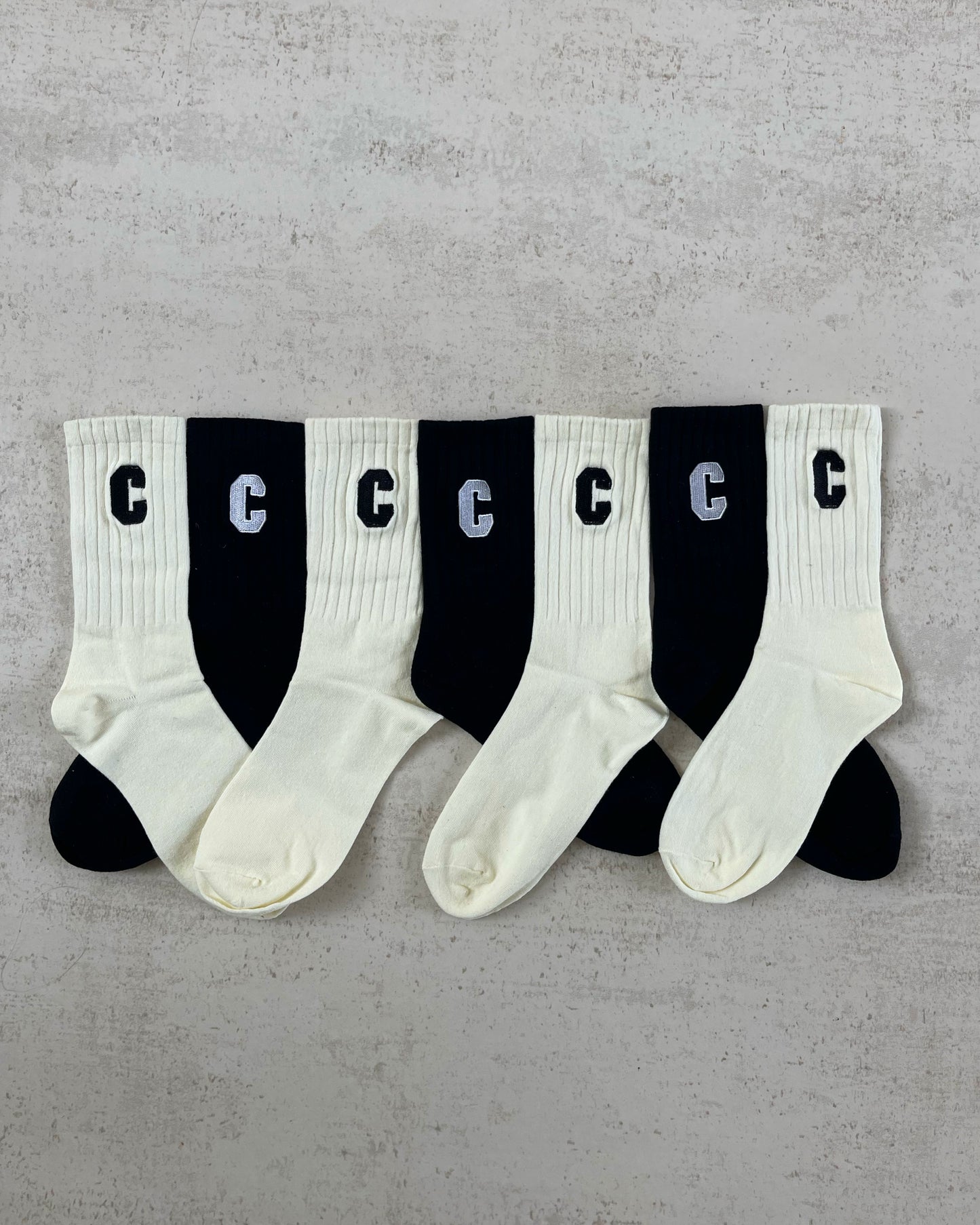 WOMENS OFF WHITE C RIBBED SOCKS - Ciancio Collective