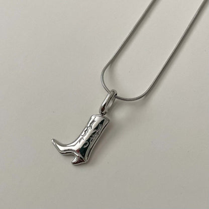 Cowboy Boot Silver Necklace