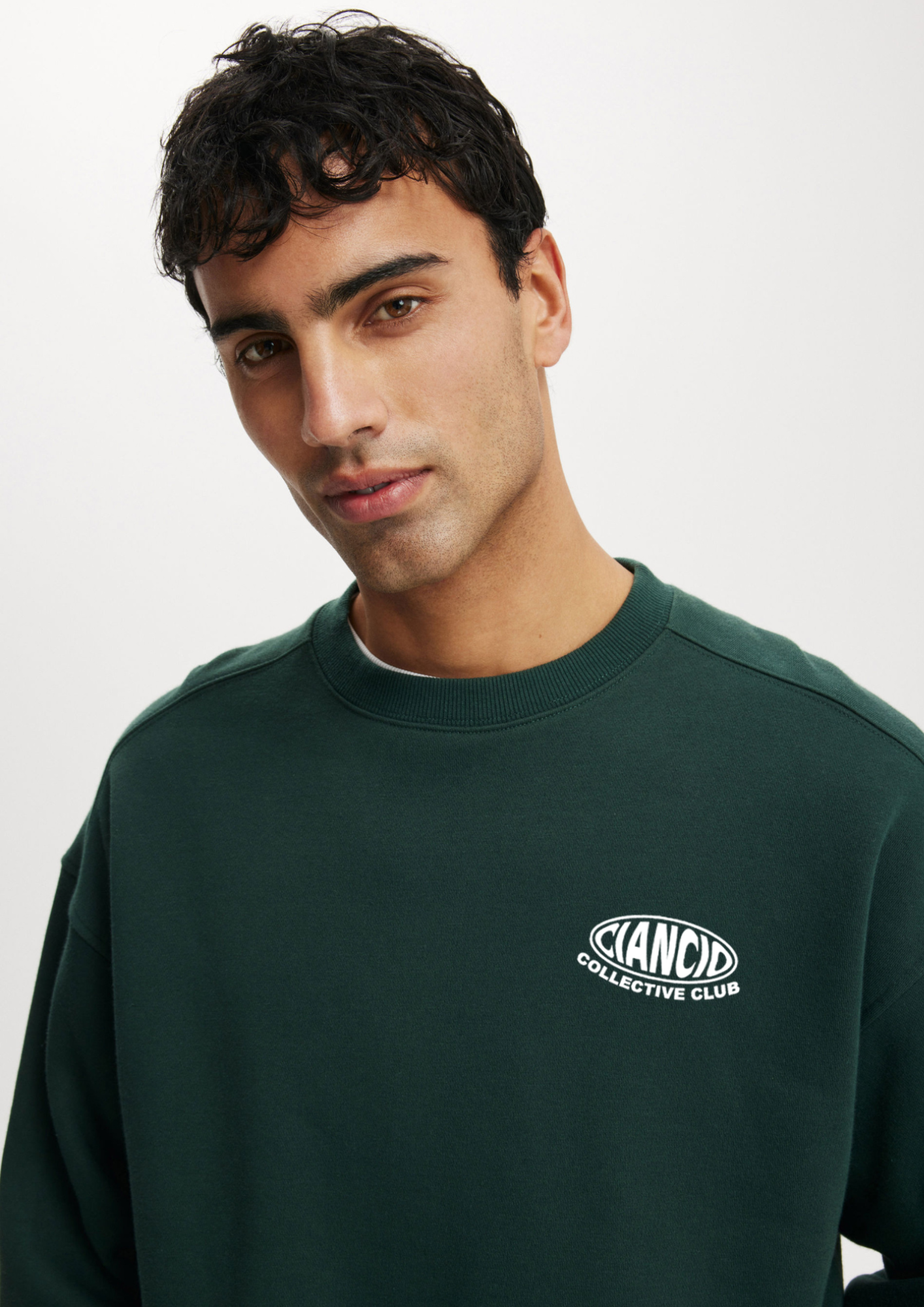 Bubble Crew Neck Sweat | Pine Green