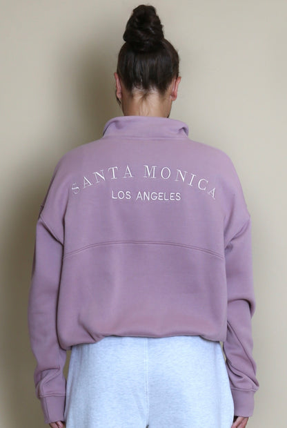 Santa Monica 1/4 Zip Mauve Sweatshirt