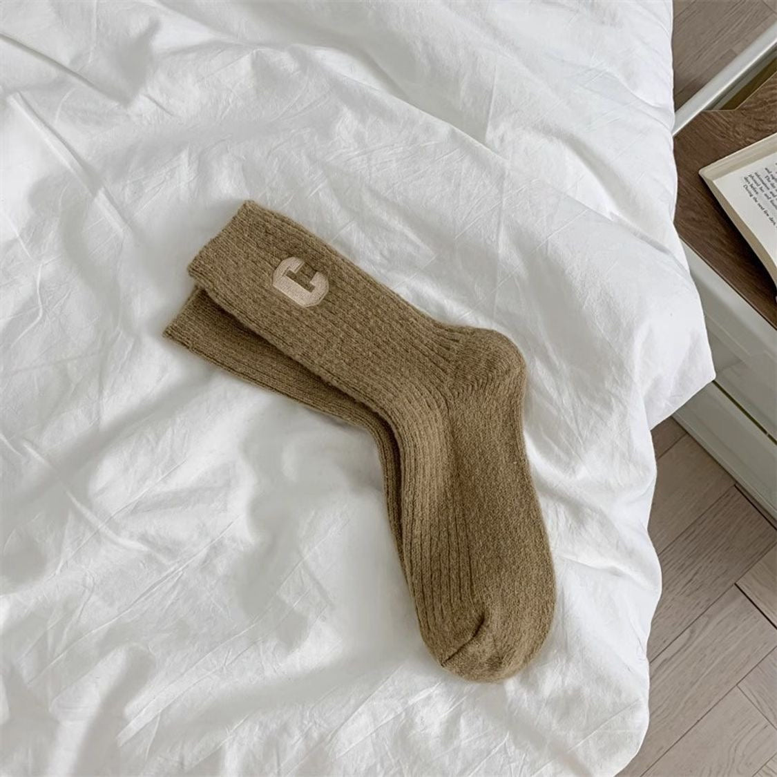 Knitted Ribbed Cotton C Socks