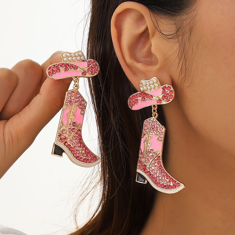 Cowboy Rodeo Pink Earrings