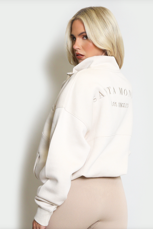 Santa Monica 1/4 Zip Natural Sweatshirt